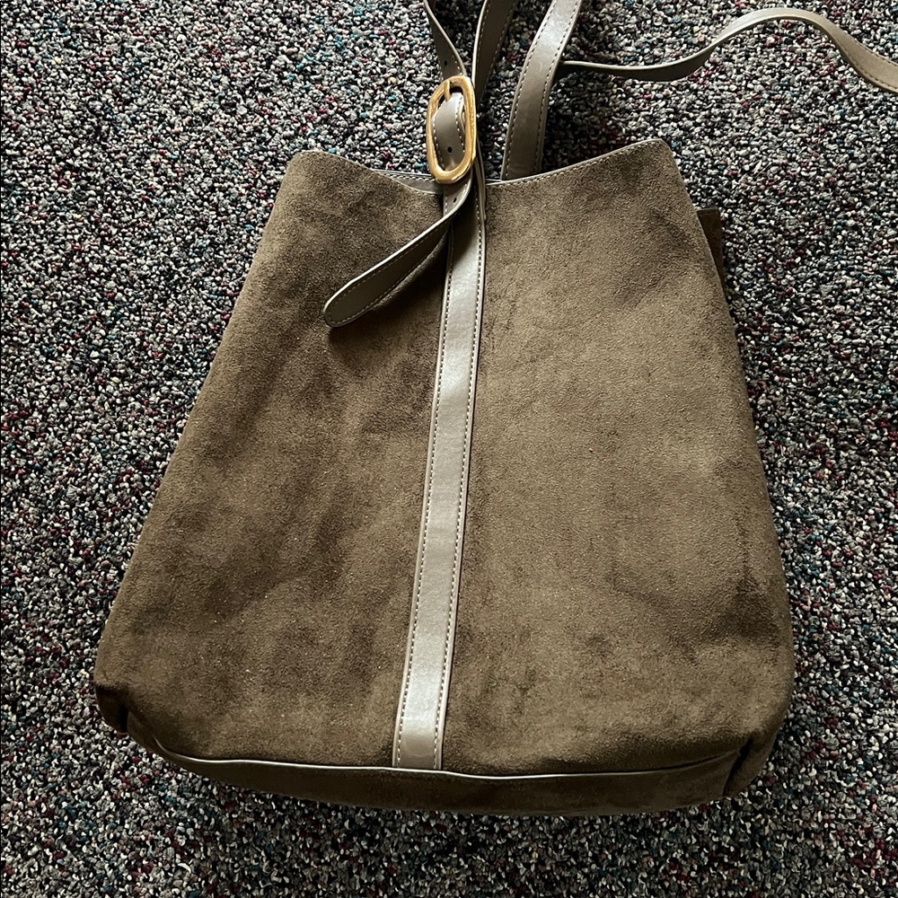 Old Navy Chocolate Brown Faux Suede Tote Bag - Picture 1 of 6